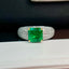 14K GOLD 2.63 CTW VIVID GREEN NATURAL EMERALD & DIAMOND RING