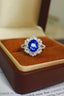 14K GOLD 3.43 CTW VIVID BLUE NATURAL SAPPHIRE & DIAMOND RING