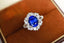 14K GOLD 3.43 CTW VIVID BLUE NATURAL SAPPHIRE & DIAMOND RING