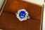 14K GOLD 3.43 CTW VIVID BLUE NATURAL SAPPHIRE & DIAMOND RING