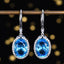 14K GOLD 14 CT NATURAL TOPAZ & SAPPHIRE EARRINGS