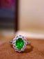 14K GOLD 1.73 CTW VIVID GREEN NATURAL TSAVORITE & DIAMOND RING