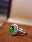 14K GOLD 1.73 CTW VIVID GREEN NATURAL TSAVORITE & DIAMOND RING