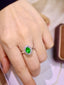 14K GOLD 1.73 CTW VIVID GREEN NATURAL TSAVORITE & DIAMOND RING