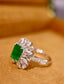 14K GOLD 2.42 CTW VIVID GREEN NATURAL EMERALD & DIAMOND RING