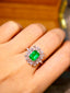 14K GOLD 2.42 CTW VIVID GREEN NATURAL EMERALD & DIAMOND RING