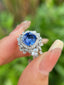 14K GOLD 3.07 CTW NATURAL SAPPHIRE & DIAMOND RING/PENDANT