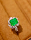 14K GOLD 3.40 CTW VIVID GREEN NATURAL EMERALD & DIAMOND RING