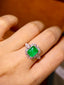 14K GOLD 3.40 CTW VIVID GREEN NATURAL EMERALD & DIAMOND RING