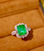 14K GOLD 3.40 CTW VIVID GREEN NATURAL EMERALD & DIAMOND RING