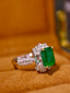 14K GOLD 3.40 CTW VIVID GREEN NATURAL EMERALD & DIAMOND RING