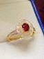 14K GOLD 0.55 CT NATURAL RUBY & DIAMOND RING