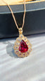 14K GOLD 2.00 CT NATURAL TOURMALINE & SAPPHIRE & DIAMOND PENDANT