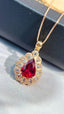 14K GOLD 2.00 CT NATURAL TOURMALINE & SAPPHIRE & DIAMOND PENDANT