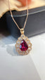 14K GOLD 2.00 CT NATURAL TOURMALINE & SAPPHIRE & DIAMOND PENDANT