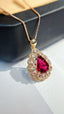 14K GOLD 2.00 CT NATURAL TOURMALINE & SAPPHIRE & DIAMOND PENDANT