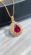 14K GOLD 2.00 CT NATURAL TOURMALINE & SAPPHIRE & DIAMOND PENDANT