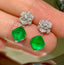 14K GOLD 1.80 CT NATURAL EMERALD & DIAMOND EARRINGS