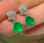 14K GOLD 1.80 CT NATURAL EMERALD & DIAMOND EARRINGS