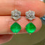 14K GOLD 1.80 CT NATURAL EMERALD & DIAMOND EARRINGS