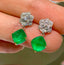 14K GOLD 1.80 CT NATURAL EMERALD & DIAMOND EARRINGS