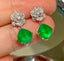 14K GOLD 1.80 CT NATURAL EMERALD & DIAMOND EARRINGS