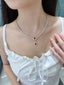 14K GOLD 3.19 CTW NATURAL RUBY & DIAMOND NECKLACE