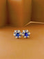 14K GOLD 1.18 CTW NATURAL SAPPHIRE & SAPPHIRE EARRINGS