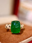 14K GOLD 6.29 CTW VIVID GREEN NATURAL EMERALD & DIAMOND RING