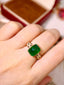 14K GOLD 6.29 CTW VIVID GREEN NATURAL EMERALD & DIAMOND RING