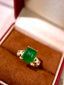 14K GOLD 6.29 CTW VIVID GREEN NATURAL EMERALD & DIAMOND RING