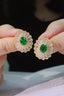 14K GOLD 3.50 CTW NATURAL TSAVORITE & DIAMOND EARRINGS