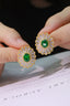 14K GOLD 3.50 CTW NATURAL TSAVORITE & DIAMOND EARRINGS