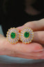 14K GOLD 3.50 CTW NATURAL TSAVORITE & DIAMOND EARRINGS