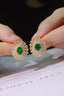 14K GOLD 3.50 CTW NATURAL TSAVORITE & DIAMOND EARRINGS