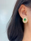 14K GOLD 3.50 CTW NATURAL TSAVORITE & DIAMOND EARRINGS