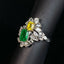 14K GOLD 1.69 CTW VIVID GREEN NATURAL EMERALD & SAPPHIRE RING