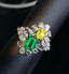 14K GOLD 1.69 CTW VIVID GREEN NATURAL EMERALD & SAPPHIRE RING