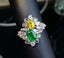 14K GOLD 1.69 CTW VIVID GREEN NATURAL EMERALD & SAPPHIRE RING