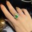 14K GOLD 1.69 CTW VIVID GREEN NATURAL EMERALD & SAPPHIRE RING