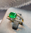 14K GOLD 1.22 CT NATURAL EMERALD & DIAMOND RING