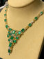 14K GOLD 19.59 CTW VIVID GREEN NATURAL EMERALD & SAPPHIRE NECKLACE