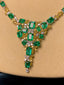 14K GOLD 19.59 CTW VIVID GREEN NATURAL EMERALD & SAPPHIRE NECKLACE