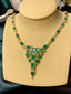 14K GOLD 19.59 CTW VIVID GREEN NATURAL EMERALD & SAPPHIRE NECKLACE