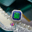 14K GOLD 2.81 CTW VIVID GREEN NATURAL EMERALD & SAPPHIRE RING