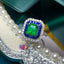 14K GOLD 2.81 CTW VIVID GREEN NATURAL EMERALD & SAPPHIRE RING