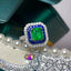 14K GOLD 2.81 CTW VIVID GREEN NATURAL EMERALD & SAPPHIRE RING