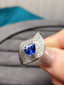 14K GOLD 1.81 CTW VIVID BLUE NATURAL SAPPHIRE & DIAMOND RING