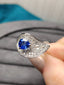 14K GOLD 1.81 CTW VIVID BLUE NATURAL SAPPHIRE & DIAMOND RING