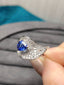 14K GOLD 1.81 CTW VIVID BLUE NATURAL SAPPHIRE & DIAMOND RING